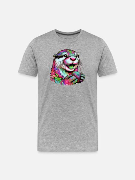 Otter - Männer Premium Bio T-Shirt - Grau meliert