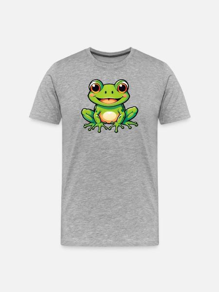 Niedlicher Kinder Cartoon Frosch - Männer Premium Bio T-Shirt - Grau meliert