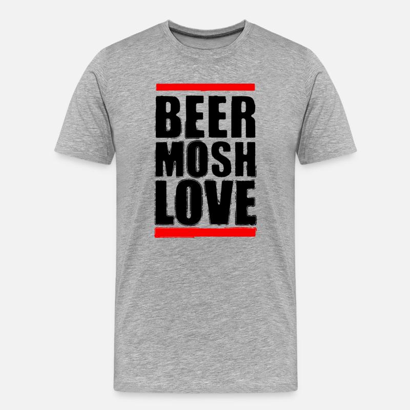 Bier Mosh Liebe Schwarzer Buchstabe - Männer Premium Bio T-Shirt - Grau meliert