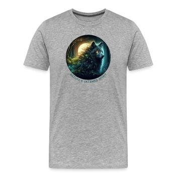 Der Wolf im Nachtwald - Männer Premium Bio T-Shirt - Grau meliert - Vorne - Damien (186cm)