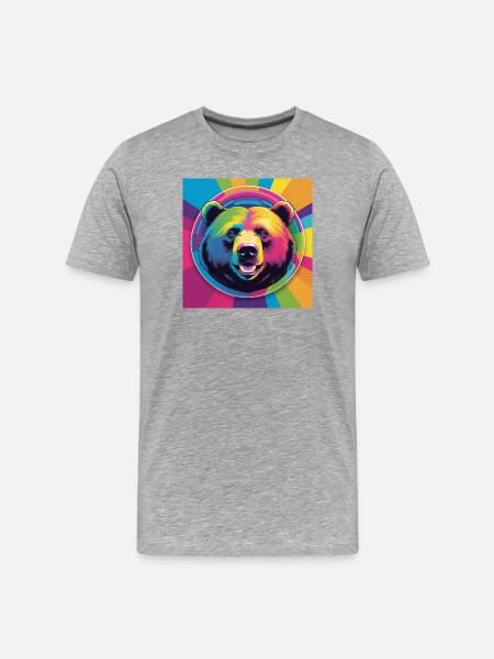 Rainbow Bear - Männer Premium Bio T-Shirt - Grau meliert