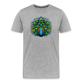 Peacock - Men's Premium Organic T-Shirt - heather grey - Front - Damien (186cm)
