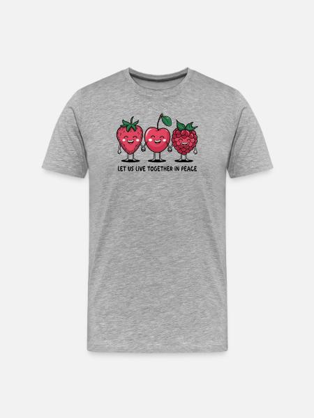 Berries of Peace - Men's Premium Organic T-Shirt - heather grey