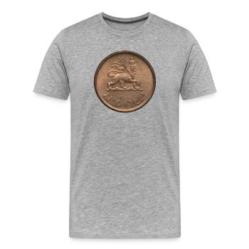 Lion de Juda - Hailé Sélassié - Roi des rois - T-shirt bio Premium Homme - gris chiné - Devant - Damien (186cm)