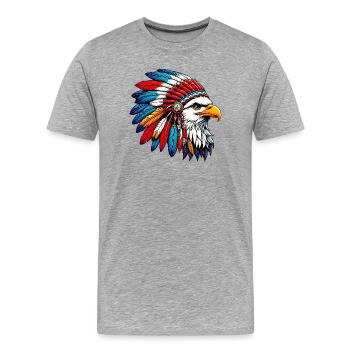 American Indian Eagle American Red Skins - Men's Premium Organic T-Shirt - heather grey - Front - Damien (186cm)