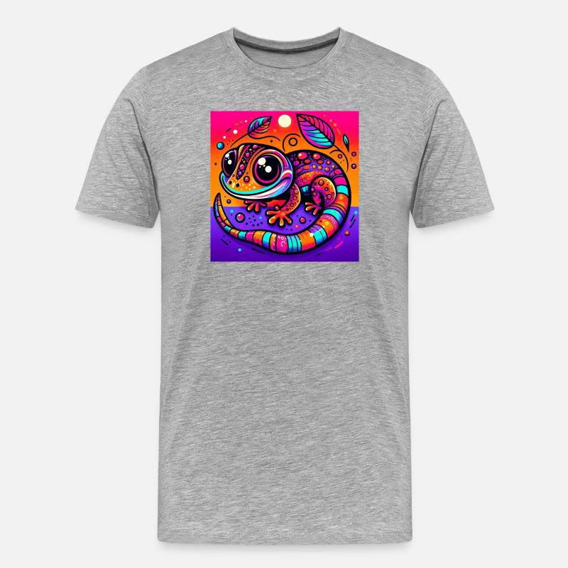 Gecko - Männer Premium Bio T-Shirt - Grau meliert