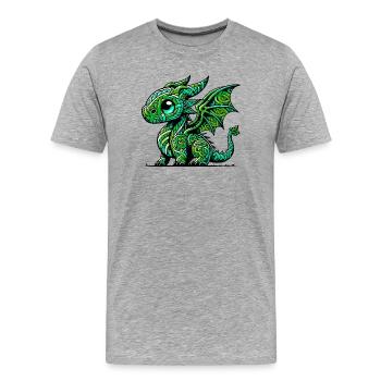 Drache - Männer Premium Bio T-Shirt - Grau meliert - Vorne - Damien (186cm)