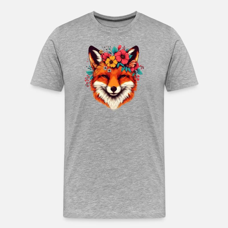 Fuchs - Männer Premium Bio T-Shirt - Grau meliert