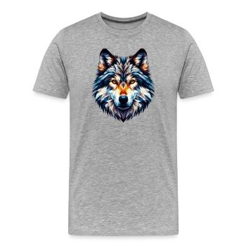Polygonal Wolf - Men's Premium Organic T-Shirt - heather grey - Front - Damien (186cm)
