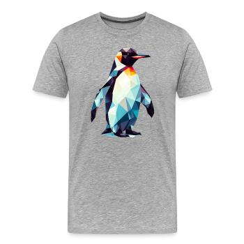 Polygonal Penguin - Men's Premium Organic T-Shirt - heather grey - Front - Damien (186cm)