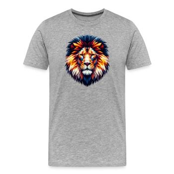 Polygonal Lion - Men's Premium Organic T-Shirt - heather grey - Front - Damien (186cm)