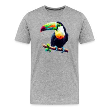Polygonal toucan - Men's Premium Organic T-Shirt - heather grey - Front - Damien (186cm)