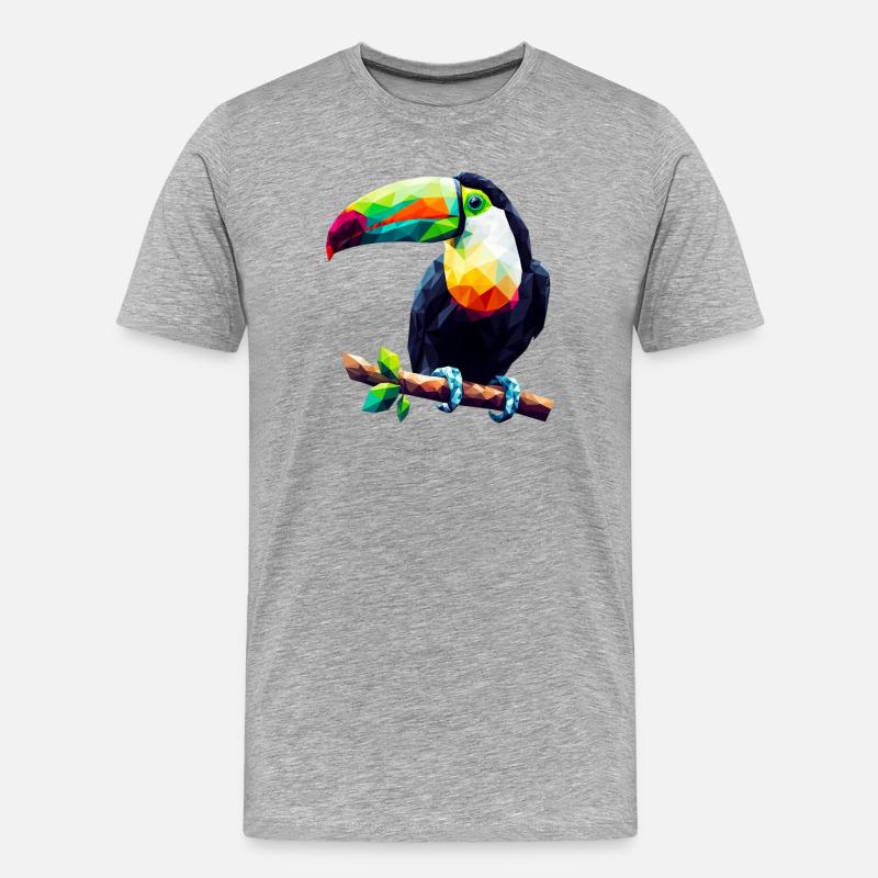 Polygonaler Tukan - Männer Premium Bio T-Shirt - Grau meliert