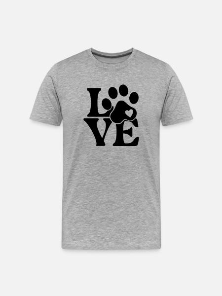 Love for Dogs Paw Print - Men's Premium Organic T-Shirt - heather grey