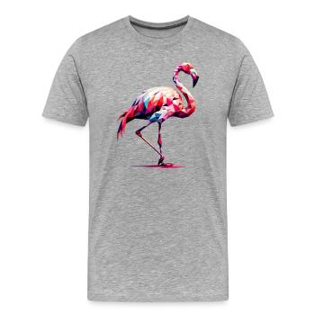 Polygonal flamingo - Men's Premium Organic T-Shirt - heather grey - Front - Damien (186cm)