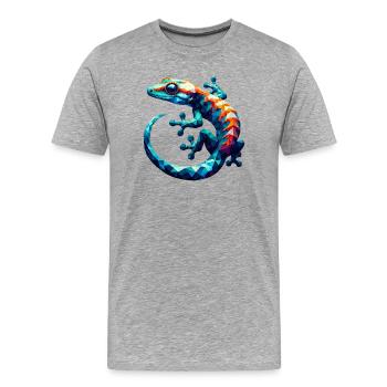 Polygonal gecko - Men's Premium Organic T-Shirt - heather grey - Front - Damien (186cm)