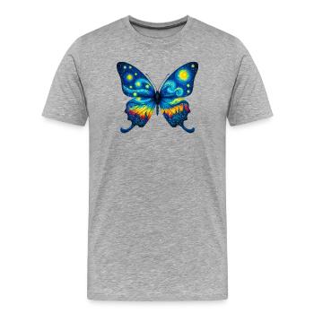 Butterfly - Men's Premium Organic T-Shirt - heather grey - Front - Damien (186cm)