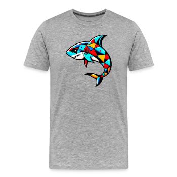 Harlekin-Hai - Männer Premium Bio T-Shirt - Grau meliert - Vorne - Damien (186cm)