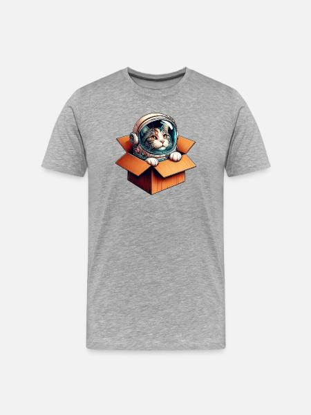 Astronaut Cat - Men's Premium Organic T-Shirt - heather grey