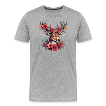Hirsch - Männer Premium Bio T-Shirt - Grau meliert - Vorne - Damien (186cm)