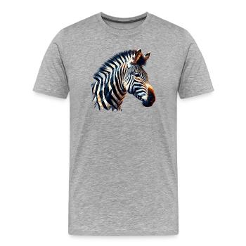 Polygonal Zebra - Men's Premium Organic T-Shirt - heather grey - Front - Damien (186cm)