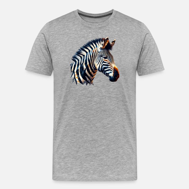 Polygonales Zebra - Männer Premium Bio T-Shirt - Grau meliert