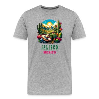 Motif du désert de cactus de Jalisco Mexico - T-shirt bio Premium Homme - gris chiné - Devant - Damien (186cm)