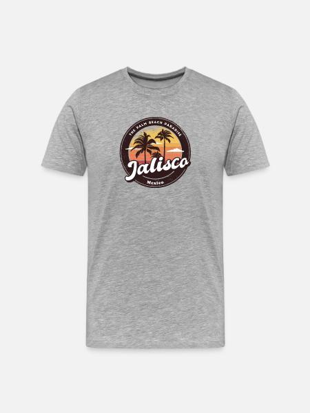 Jalisco Mexico palm trees sunset design - Men's Premium Organic T-Shirt - heather grey