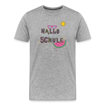 Bonjour l’école, inscription à l’école - T-shirt bio Premium Homme - gris chiné - Devant - Damien (186cm)