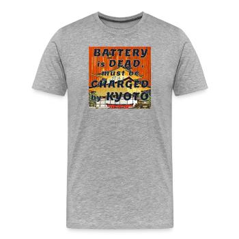 Kyoto, ma batterie est vide, en charge à Kyoto Japon - T-shirt bio Premium Homme - gris chiné - Devant - Damien (186cm)