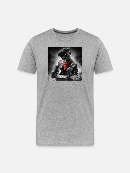 Panthère Noir Musicien Rebel - Men's Premium Organic T-Shirt - heather grey