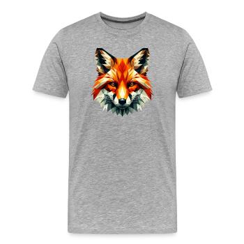 Polygonal Fox - Men's Premium Organic T-Shirt - heather grey - Front - Damien (186cm)