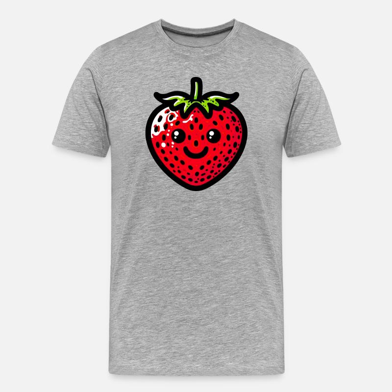 Erdbeeren Erdbeeren - Männer Premium Bio T-Shirt - Grau meliert
