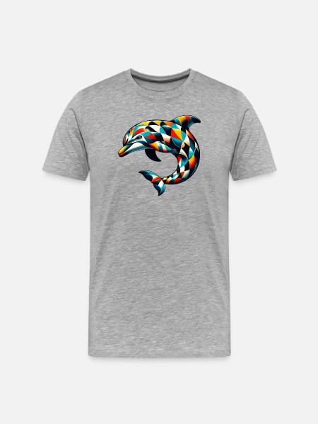 Harlequin Dolphin - Men's Premium Organic T-Shirt - heather grey