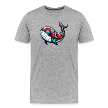 Harlequin whale - Men's Premium Organic T-Shirt - heather grey - Front - Damien (186cm)