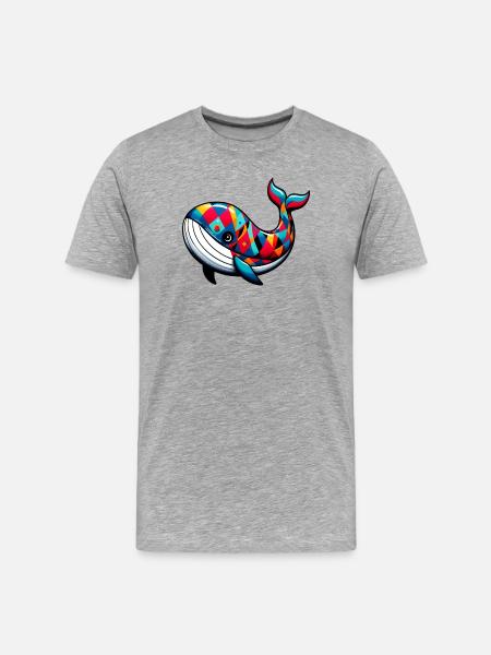 Harlequin whale - Men's Premium Organic T-Shirt - heather grey