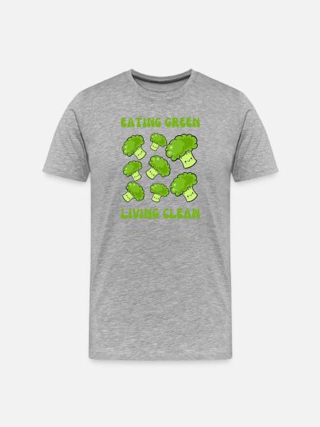 Vegetarian, eating green, living clean - Men's Premium Organic T-Shirt - heather grey