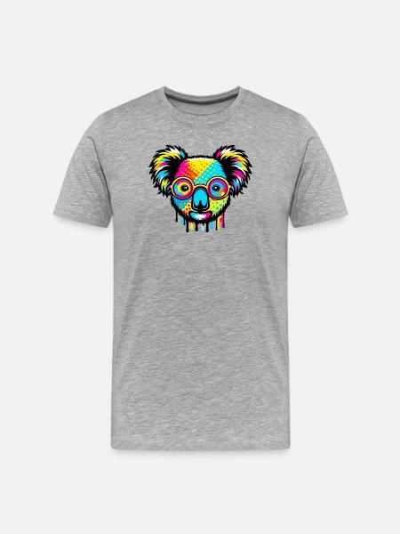 Koala mit Brille - Männer Premium Bio T-Shirt - Grau meliert