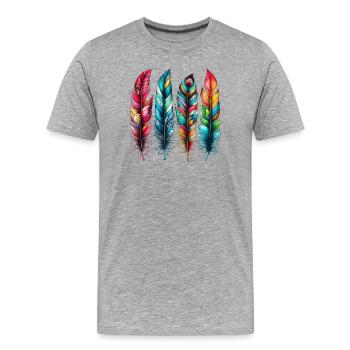 Feder - Männer Premium Bio T-Shirt - Grau meliert - Vorne - Damien (186cm)