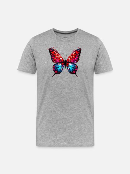 Butterfly with Hearts - Men's Premium Organic T-Shirt - heather grey