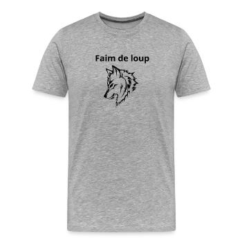 T-shirt loup humour - T-shirt bio Premium Homme - gris chiné - Devant - Damien (186cm)