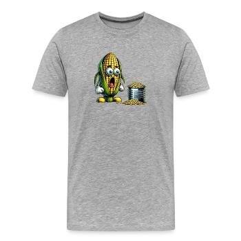 Lustiges Mais Design - Männer Premium Bio T-Shirt - Grau meliert - Vorne - Damien (186cm)