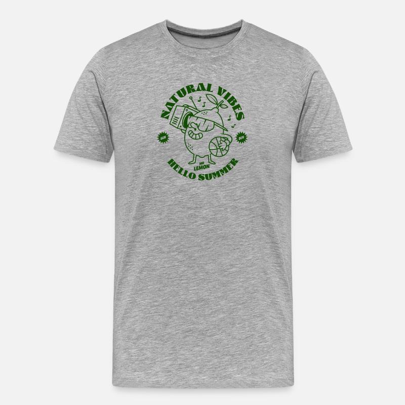 Zitronengrün - Männer Premium Bio T-Shirt - Grau meliert
