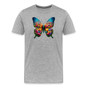 Tulipe papillon tulipe Hollande - T-shirt bio Premium Homme - gris chiné - Devant - Damien (186cm)
