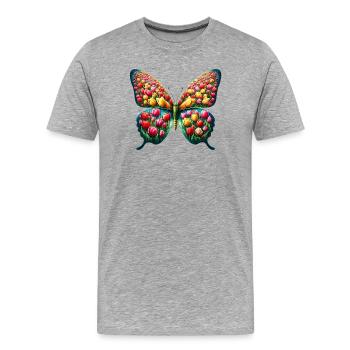 Tulipe papillon tulipe Hollande - T-shirt bio Premium Homme - gris chiné - Devant - Damien (186cm)