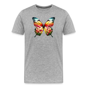Butterfly tulips tulip Holland - Men's Premium Organic T-Shirt - heather grey - Front - Damien (186cm)