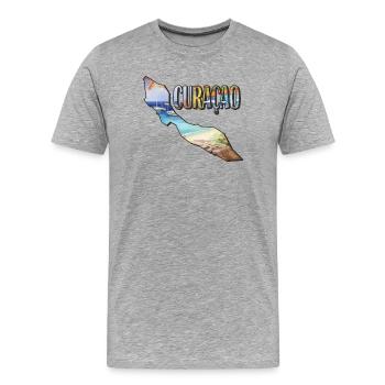 Watercolor Map Curacao - Men's Premium Organic T-Shirt - heather grey - Front - Damien (186cm)
