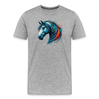 Cheval - T-shirt bio Premium Homme - gris chiné - Devant - Damien (186cm)