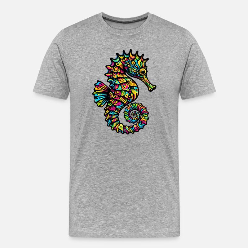 Seepferdchen - Männer Premium Bio T-Shirt - Grau meliert