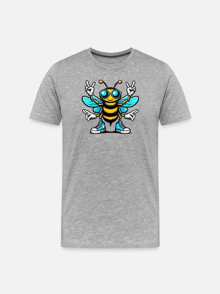 Bee with Sunglasses - Men's Premium Organic T-Shirt - heather grey
